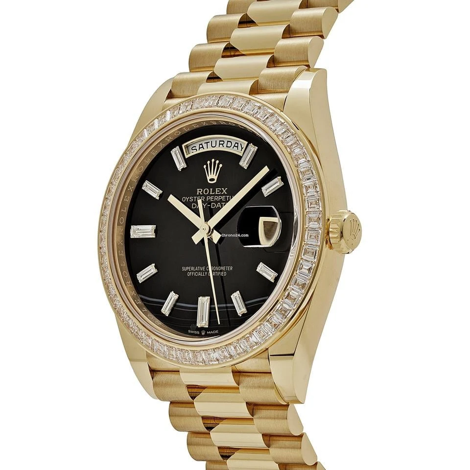 Rolex Day-Date 40 228398TBR Yellow Gold Onyx Baguette Diamond Dial Baguette Bezel - Image 3