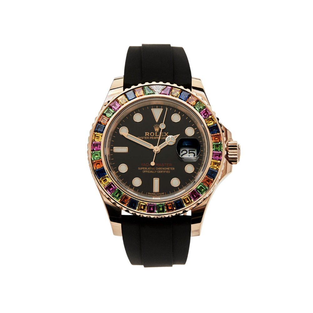 Rolex Yacht-Master 40 116695SATS Rose Gold Black Dial Rainbow Bezel